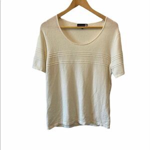 STUDIO LONDON Cream Knit Short Sleeve Top L